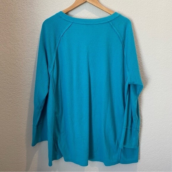 Wildfox Haley Teal Blue Soft V-Neck Oversized Lightweight Sweater - Size XXL - Picture 2 of 6